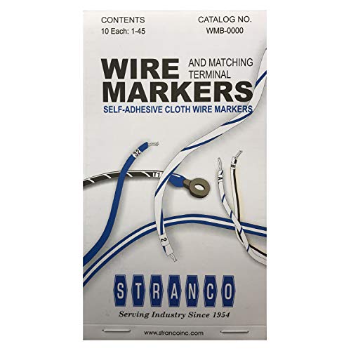 450 Pieces (1-45) Wire Marker Labels for Cable Management - Waterproof Vinyl Adhesive Cloth Label Stickers Book - 10 Pages with 45 Labels Each - Tear Resistance Cable Tags - Made in USA