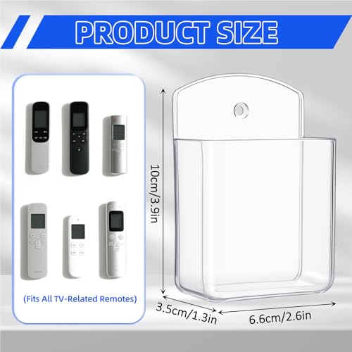 Leinuosen 12 Pcs Remote Control Holder Wall Mount Self Adhesive TV Controller Holder Transparent TV Remote Organizer Wall Pen Organizer for Home Office School Storage Accessories - color: Transparent