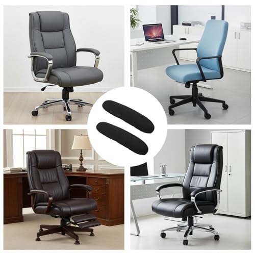 Ouligay 2 PCS Office Chair Arm Covers 15 in Office Chair Armrest Covers | General Stretchable & Removable Desk Chairs Arm Cover Soft Velvet Armrest Protectors for Computer Gaming Chairs Black