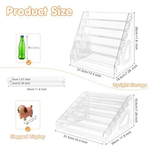 2 Pack Clear Acrylic Mini Brand Display Shelf, 7 Tiers Miniature Toys Organizer Holder Storage Rack for Mini Collectible Toys (Mini Brand Not Included)