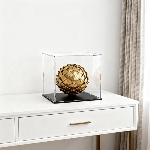 Acrylic Display Case 6x6x6 Inch, Clear Collectible Display Box with Matte Black Base, Dustproof Showcase for Figures, Models, Sports Memorabilia – Easy Self Assembly - size: 6 x 6 x 6 inch