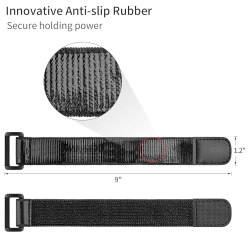 Trilancer Elastic Cinch Straps with Anti-Slip Strips, 9’’ x 1.2’’ (10 Pack) Heavy Duty Multipurpose Hook and Loop Straps for Extension Cords, Cables, Ropes,Hoses, Bike,Pant Garters,Garage and Workshop - size: 9"(10 pcs)