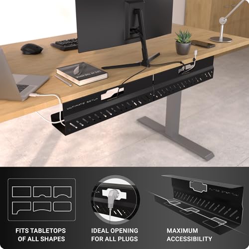 Under Desk Cable Management Tray no Drill – Wire Management - Cord Organizer – Huge Load Capacity – Under Desk Cable Tray no Drill (Black, 2 Pieces Set) - color: Black, size: 2 pieces set
