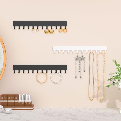 Necklace Holder Hanging Jewelry Organizer - Self-Adhesive Wall Jewelry Organizer for Necklace, 2 PCS, Black - color: Black