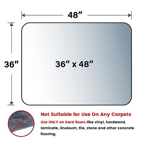 Yecaye Office Chair Mat for Hardwood Floor, 36" x 48" Clear Computer Desk Chair Mat, PVC Heavy Duty Floor Protector for Rolling Chairs, 0.07''(1.7mm) Thick Floor Mat (Transparent, 36" x 48") - size: 36" x 48" x 0.07''