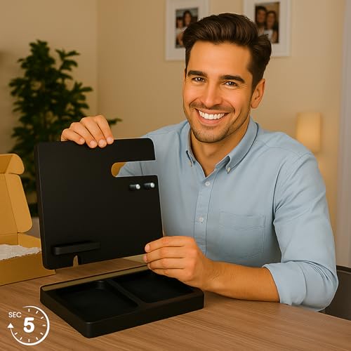 Namore Nightstand Organizer for Men – Wood Phone Docking Station & Bedside Valet Tray Organizer for Wallet, Watch & Keys – Unique Gifts for Men, Husband, Dad - color: Black