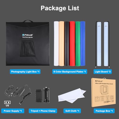 PULUZ Light Box 24x24in, Portable Photo Studio Light Box with 120 LED Lights &6 Color backdrops Professional Photography Lighting Tent Kit for Big Product Photography Lightbox - color: 23.6x23.6x23.6in