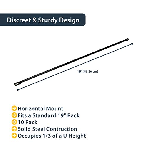 StarTech 10-Pack Horizontal Cable Lacing Bar, 19in Rack, TAA (CMLB10) - style: 0" Offset 10-pk