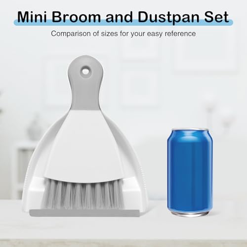 NACENA Mini Dustpan and Brush Set 2 Pack, Small Broom and Dustpan Set Dust Pan and Mini Hand Broom Dustpan and Broom Combo Compact for Home Table Keyboards Sofa Kitchen, White & Gray - color: White Grey, size: 2 packs
