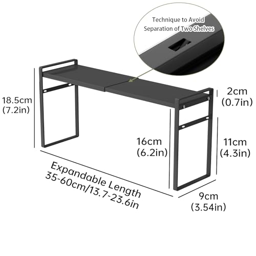 1pcs Small Narrow Tall Shelf for Windowsill Kitchen Organizer Window Sill Plant Shelf Stackable Shelves Bathroom Sill Thin Shelves for Narrow Spaces Counter Top Racks - color: Black, size: L13.8-23.6'' * W3.5'' * H7.5''