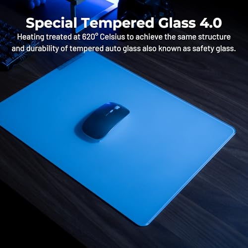 XVX White Glass Mouse Pad 4.0, Hard Mousepad for Gaming,Ultra-Smooth Micro-Etched Surface with Non-Slip Rubber Base(410mm*310mm) - color: White