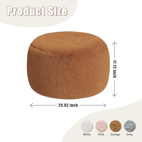 Gericco Round Pouf Ottoman Foot Rest, 29 X 18Inch Floor Poufs Footstool, A Round Modern Foam Filled Foot Stool for Living Room, Home, Nursery, Dorm (Orange, 29Inch) - color: Orange, size: 29.9"D x 29.9"W x 17.7"H