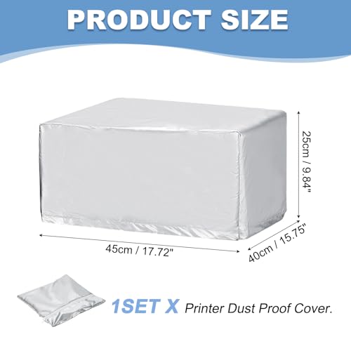PATIKIL 17.72 Inch Printer Dust Cover Case, 1Pcs Water Proof Static Free Polyester Protective Cover Jacket for Various Printers or Copiers, Silver - color: Silver, size: 17.72 x 15.75 x 9.84 inch