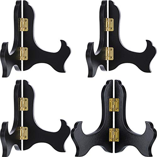 Tatuo 4 Packs 4 Inch Wooden Display Stand Decorative Plate Stands for Display Picture Frame Holder Easels (Black) - color: Black, size: 4 Inch