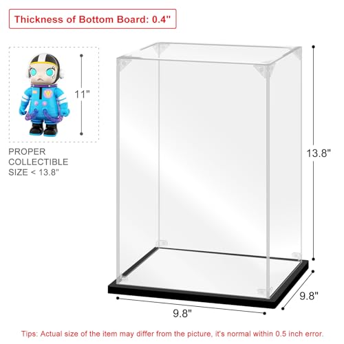 Acrylic Display Case for Collectibles Assemble Acrylic Display Box for Bearbrick 400% Lego 76191 Clear Acrylic Case for Display Dolls Action Figures Storage(Black,9.8*9.8*13.8 inch) - size: 9.8*9.8*13.8 inch