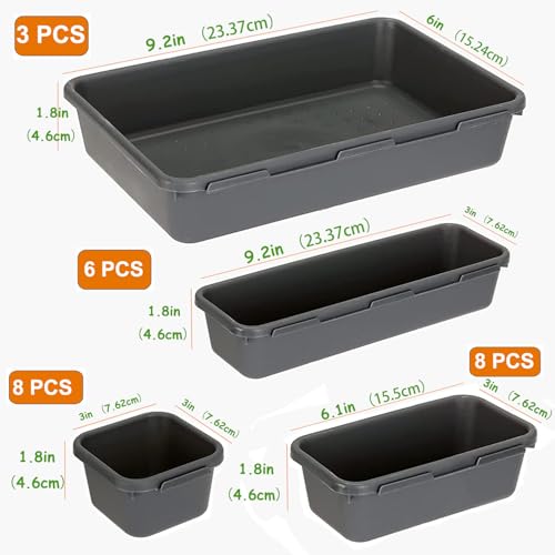 Kutesna 25 PCS Interlocking Desk Drawer Organizer Separator for Office,Bathroom,Kitchen,Makeup,Tool(4 Sizes) - color: Black, size: 25 pieces