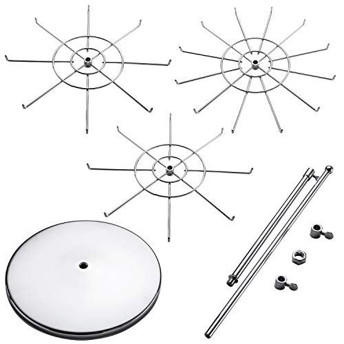 Polmart Heavy Duty Dual Heights (Stand & Tiers) Adjustable Countertop Spinner Display Stand (Silver, 3-Tier) - color: Silver