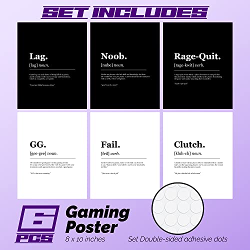 97 Decor Game Room Decor for Boys - Gamer Wall Decor, Gaming Posters Accessories, Cool Pictures Gamer Stuff for Kids Gaming Room, Video Games Wall Art Prints for Bedroom Decorations (8x10 UNFRAMED) - color: Gaming Quotes