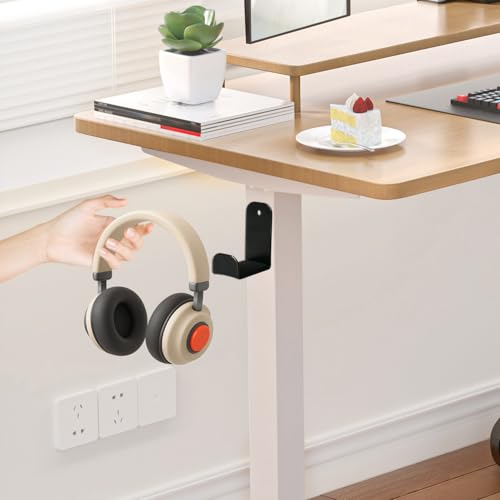 Headphone Wall Mount Holder, Adhesive & Screw Headset Hanger with Rubber Pad, Universal Mounted Headphones Hook for Desk or Wall, Gaming & Office Organizer - color: Basic, size: 1 Pack