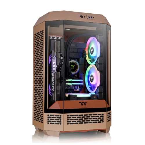 Thermaltake Tower 300 Gravel Sand Micro-ATX Case; 2x140mm CT Fan Included; Support Up to 420mm Radiator; Optional Chassis Stand Kit Allows Horizontal Display; CA-1Y4-00SGWN-00; 3 Year Warranty - color: Gravel Sand, size: Tower 300 Case, style: Tower 300