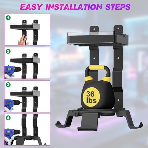 Wall Mount for Xbox Series X/S-Wall Mount Kit with 2 Controller Holder &1 Headset Stand & RGB Light, Xbox series X/S Wall Mounted Bracket Shelf Stand- Safely Organize Your Xbox X/S Series Accessories - color: Grey