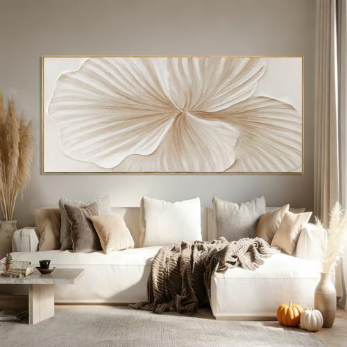 WINKAILIN White and Gold Wall Art Abstract Flower Painting Modern 32x70 Extra Large Canvas Artwork Minimalist Wall Decor for Bedroom Living Room Office Home - color: White and Gold, size: 70"L x 32"W