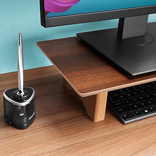 Aothia Solid Wood Dual Monitor Stand Riser for Desk, 43 Inch Black Walnut Computer Monitor Riser with Cork Legs, Extra Long Desktop Organizer Shelf for 2 Monitors, Laptop & Printer - color: Black Walnut