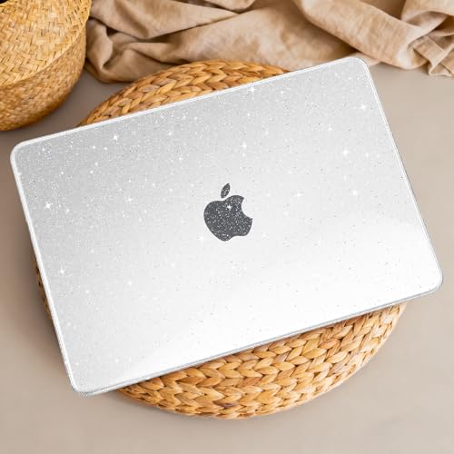 May Chen Compatible with MacBook Neo 13 inch Case 2026 Model A3404, Plastic Hard Shell,Keyboard Cover,Screen Protector,Dust Plug, for MacBook Neo 13" with A18 Pro Chip, Glitter Clear - color: Glitter Clear