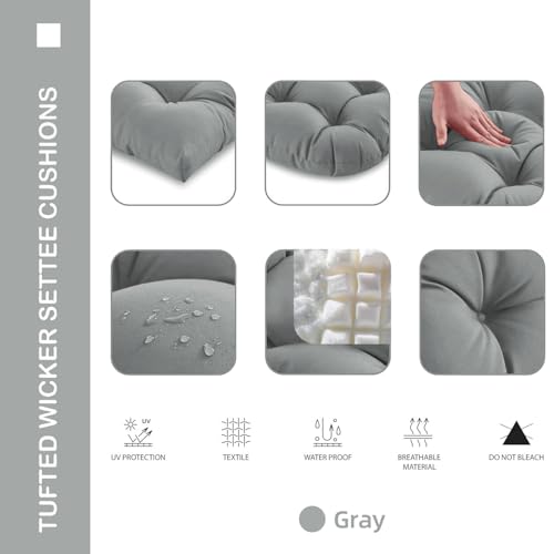 Outdoor Chair Cushions Set of 2, 19x19x4 Inch Seat Pads with Ties for Patio Wicker Chairs Garden Dining Chair, Indoor Outside Use, Fade-Resistant & Waterproof, Light Gray - color: Light Gray, size: 19x19x4"