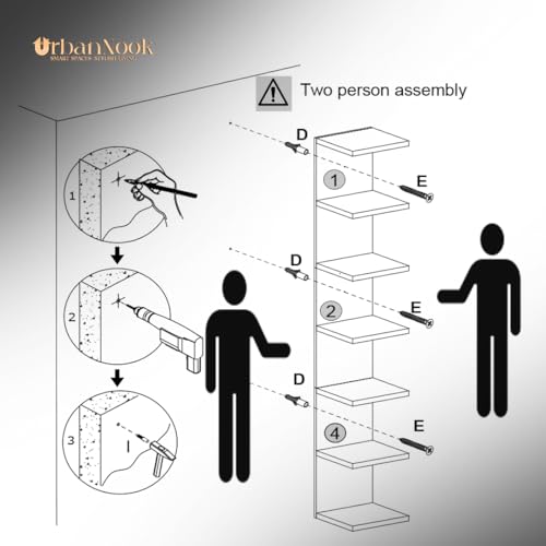 7 Tier Wall Shelf Unit,Black Lack Wall Shelf,Display Floating Shelf with LED Remote Control Light - color: Black