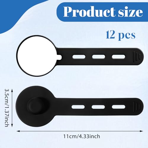 12 PCS Silicone Cable Straps, Self Adhesive Cable Holder Adjustable Silicone Cables Ties Cord Organizer Reusable Cables Management with Clear Case for Organizing Home Office School Supplies, Black