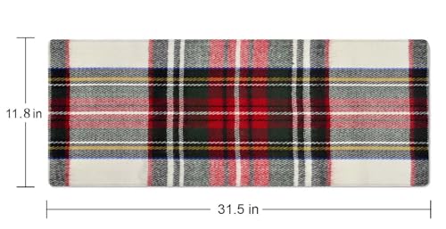 Gaming Mouse Pad, Large Non-Slip Rubber Base Mousepad, Keyboard Mouse Mat, Desk Pad with Stitched Edges, 31.5x11.8inch, Red and White Plaid - color: Red and White Plaid