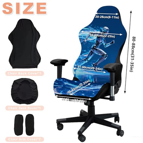 Gaming Chair Covers, 3D Printing Stretchable Soft Non-Slip Easy to Install Gamer Chair Cover with Armrest Cover(No Chair)(J) - color: J