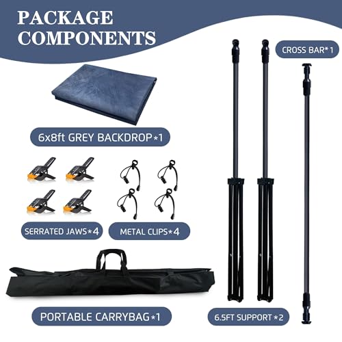 6.5x6.5 ft Photo Backdrop Stand with 6Wx8H ft Abstract Backdrop,Blue | 2-in-1 Portable, 6.5Wx6.5H ft Adjustable Stand, 6Wx8H ft Abstract photography background, 8 Clamps, Storage Bag Included - color: Blue, size: 6x8ft