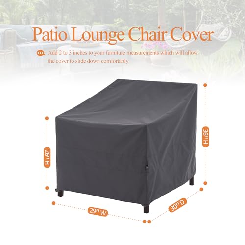 WJ-X3 Outdoor Chair Cover, Gray, 29W x 30D x 36H, 1-Pack | Patio Lounge Cover, Rip Stop, Heavy Duty, Waterproof, High Back Dinning Chair Covers - color: Gray, size: 29"W x 30"D x 36"H, 1-Pack, Standard Chair