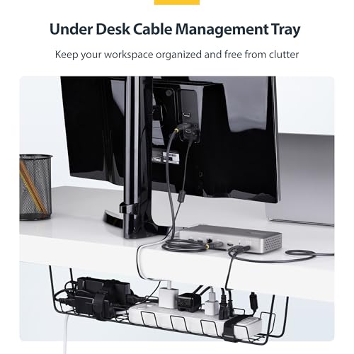 StarTech Under Desk Cable Management Tray, Black (S1MB-Desk-Cable-Tray)