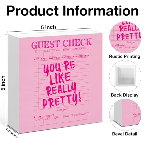 Pink Coquette Wooden Sign - Coquette Room Decor, Cute Preppy You're Like Really Pretty Sign Home Shelf Desk Decoration, Inspirational Gifts for Women - color: GUEST