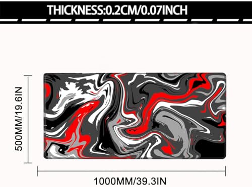 Large Mouse Pad for Desk - Gaming Mouse Pad with Stitched Edges, Anti-Slip Base, Desk Mat Desk Pad for Keyboard and Mouse - color: Abstract Red, size: 39.4L x 19.7W inches