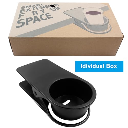 Jiozermi Drinking Cup Holder Clip, Desk Drink Holder with Clip for Water, Soda, Coffee Cup (Black) - color: Black(Without Side Hole)