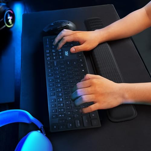 MEKASS Ergonomic Wrist Rest for Keyboard and Mouse, Soft Memory Foam Keyboard Wrist Rest Set with Non-Slip Silicone Base, Easy Typing, Pain Relief, Comfort for Office, Work, Gaming (Purple) - style: Purple