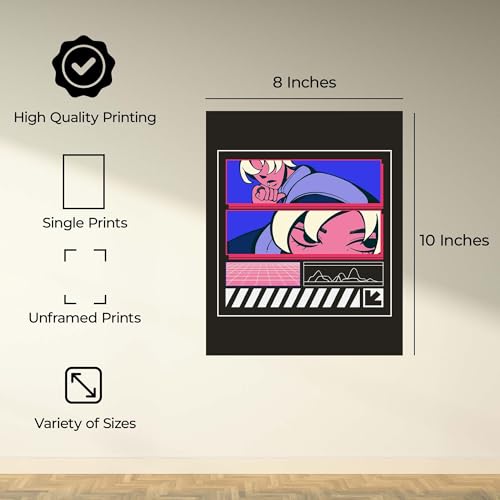 InkFlow Posters Stylized Character Poster - Graphic Digital Art Print - Modern Futuristic Design for Living Room, Bedroom, Office - Trendy Digital Décor - 8x10 Unframed Canvas Print - color: Style-04, size: 8"L x 10"W