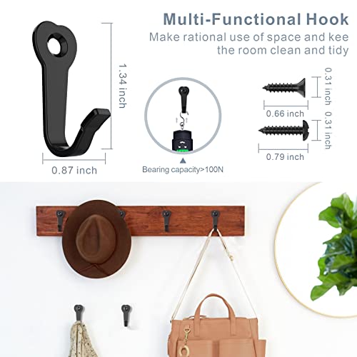 ZAYBOD Heavy Duty Wall Mounted Black Coat Hooks, mudroom Hooks, Backpack Hooks, Robe Hooks, Hat Hook - color: 15PCS + Black Hooks