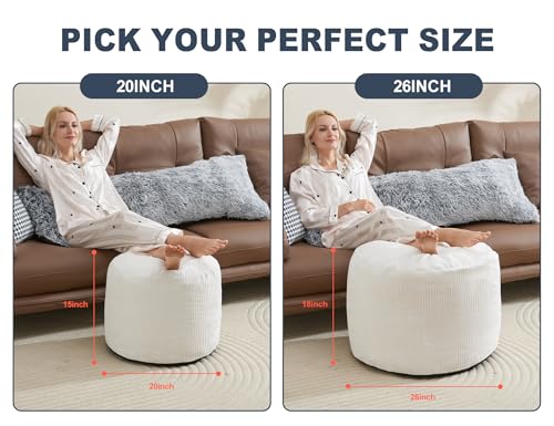 WSOFRLAC Small Pouf Ottoman Foot Rest Footstool and Ottomans Small for Couch Foot Stools for Living Room Boho Couch Ottomans White Beige Pouf Ottoman 20x15 Foot Rest Poufs Footstool - color: Beige, size: 20"D x 20"W x 15"H