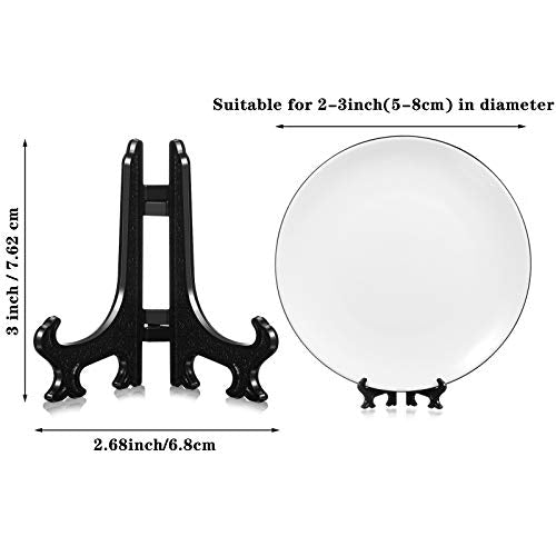 Patelai 48 Pcs Mini Easel Stands 3 Inch Plastic Plate Stand Holder Display Picture Easel for Display Picture Frame Collectibles Desktop Weddings Party Home Decoration (Black) - color: Black, size: 3 Inch