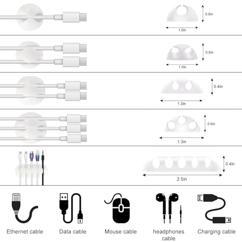 137PCS Cable Management Kit 4 Cable Sleeve Split 100 Cable Zip Ties 10 Cable Clips 15 Adhesive Wall Cable Tie 10 Cable Zip Tie for TV Computer Office Home Under Desk - color: White