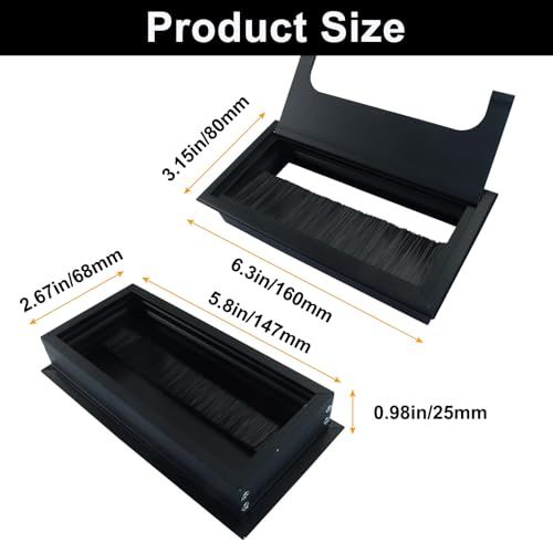 Cable Grommet, 160mm x 80mm Rectangle Hole Cover for Desk Organizers, Black Desk Grommet Hole Cover for Computer Desk Table - color: Black, size: 160 x 80mm
