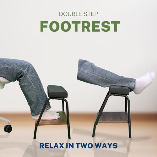 Double Step Footrest Under Desk Versatile Foot Stool Ottoman for Comfortable Desk Work Office Life (Black) - color: Black
