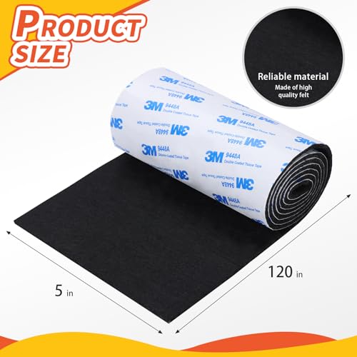 VOCOMO Felt Furniture Pads, Heavy Duty Felts Strip Roll with Adhesive Backing Felt Pads Furniture Feet Cuttable Felts Tape for Protecting Hardwood Floors(5 x 120 x 0.12 Inch, Black) - color: Black, size: 5" x 120" (1 Pack)
