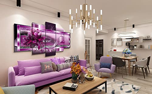 LUDUHU Purple Orchid Flowers Canvas Print - Abstract Red Floral Poster Wall Art Painting Decor for Home Decoration Artwork Picture Bedroom Purple Floral (C,Oversize 80x40inch) - color: C, size: Oversize 80x40inch