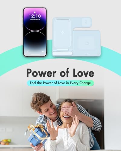 Wireless Charger Stand Charging Station: 3 in 1 Charger Stand Multiple Devices for Apple - iPhone 17 16e 16 15 14 Pro Max 13 12 - Watch 11 10 9 8 7 6 5 4 3 2 SE and Ultra Series-Airpods 4 3 Pro, Blue - color: Blue
